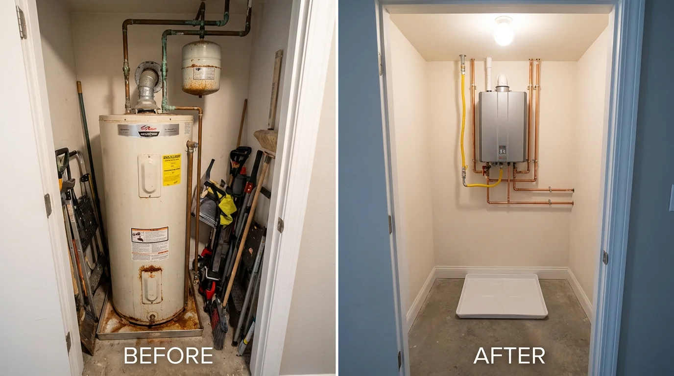Tank water heater versus wall-mounted tankless unit comparison for Elton, LA homeowners